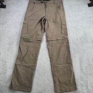 Prana Pants Mens Mx34 Brown Stretch Zion Cargo Convertible Outdoor Hiking Belted
